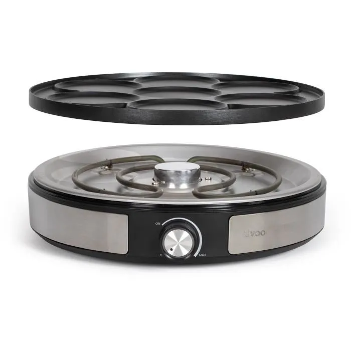 Livoo Crepera Reversible DOP247 1500W Placa Reversible 33cm o 7x10cm Antiadherente Termostato Regulable 3