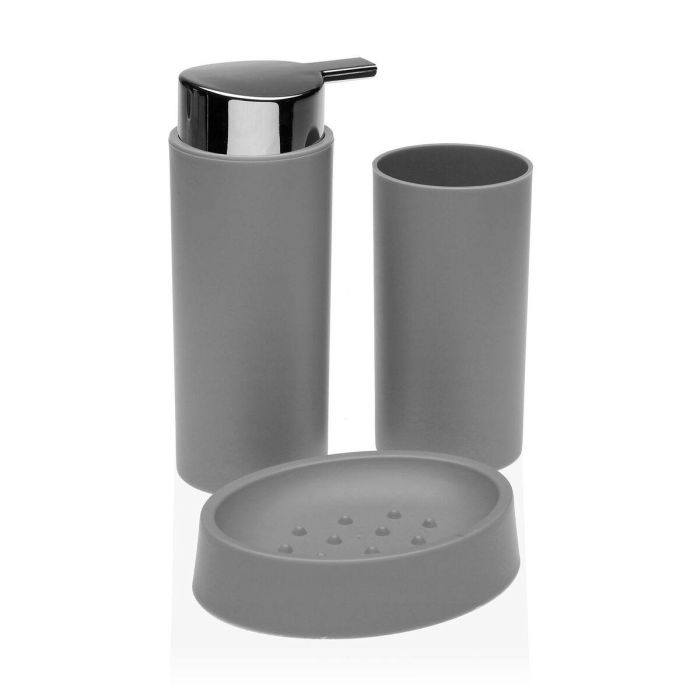 Set de Baño Versa Gris Polipropileno (6,5 x 16 x 6,5 cm)