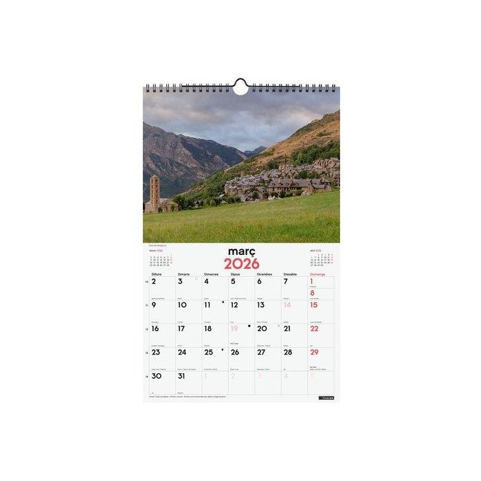 Calendari (2026) Catalan Finocam Paret Espiral Imatges Mensual Per Escriure 250X400 Pobles Bells