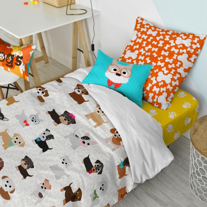 Juego de funda nórdica HappyFriday Mr Fox Dogs Multicolor Cama de 80 2 Piezas 4