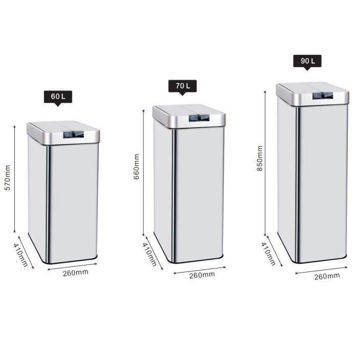 Kitchen Move SILVERLAKE Papelera Automática Cocina 60L Acero Inoxidable Rectangular Manos Libres con Fleje 1