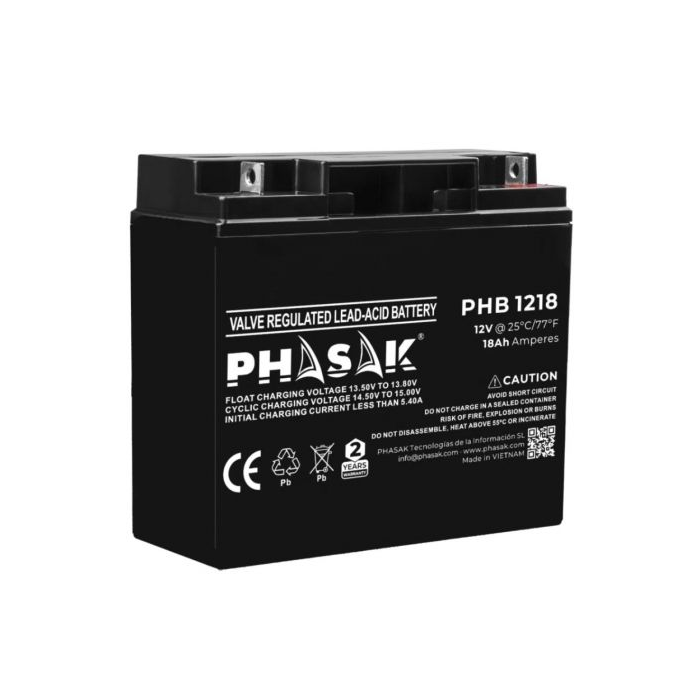 Batería Phasak PHB 1218 compatible con SAI/UPS PHASAK según especificaciones