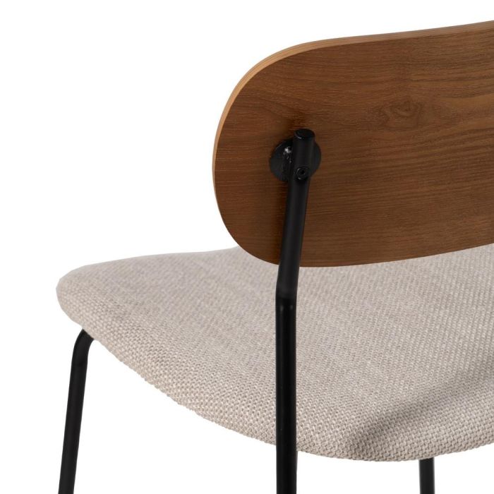 Silla Marrón-Crema Tejido-Metal Salón 49 X 53 X 80 cm