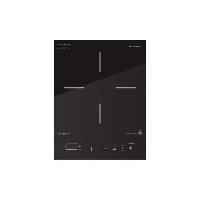 PLACA DE INDUCCIÓN CASO DESIGN S-LINE 2100 - 2100W - 12 NIVELES POTENCIA Y TEMPERATURA - TEMPORIZADOR - PANTALLA DIGITAL SENSOR TÁCTIL 1