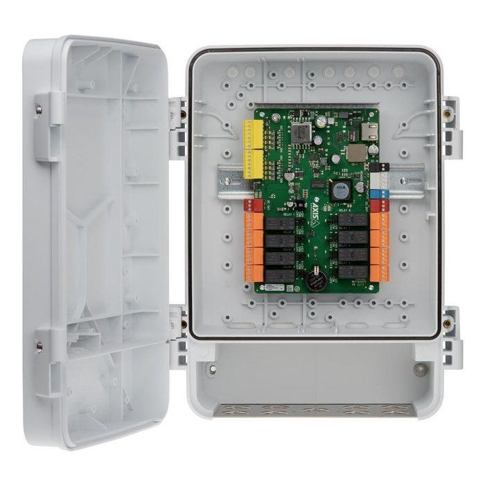 Axis A9188-VE Módulo Relé E/S de Red, Antivandálico para Exterior con 8 Relés Form C, Compatible con Control de Acceso y Ascensores