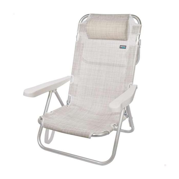 Silla playa aluminio plegable 5 posiciones 48x46x84 cm con cojin mas asa. 1 Silla playa aluminio plegable 5 posiciones 48x46x84 cm con cojin mas asa. 1