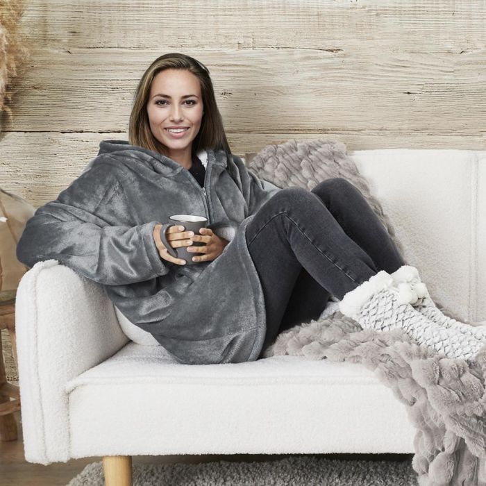 Home Deco Factory Sudadera con Bolsillo y Capucha Sweat Plaid, Ultra Suave, Confortable y Caliente, Talla Única, 118x85 cm 6 Home Deco Factory Sudadera con Bolsillo y Capucha Sweat Plaid, Ultra Suave, Confortable y Caliente, Talla Única, 118x85 cm 6