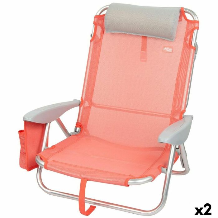 Silla Plegable con Reposacabezas Aktive Flamingo Coral 51 x 76 x 45 cm (2 Unidades) Silla Plegable con Reposacabezas Aktive Flamingo Coral 51 x 76 x 45 cm (2 Unidades)