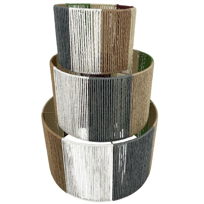 DKD Home Decor Pantalla Urban Multicolor 52.5 x 30.5 x 52.5 cm Set de 3 Piezas de Fibra y Metal E27