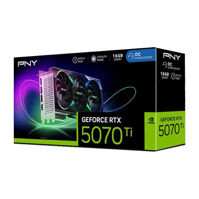PNY GeForce RTX 5070 Ti 16GB GDDR7 256-bit PCIe 5.0 Tarjeta Gráfica Gaming Triple Ventilador ARGB 9 PNY GeForce RTX 5070 Ti 16GB GDDR7 256-bit PCIe 5.0 Tarjeta Gráfica Gaming Triple Ventilador ARGB 9