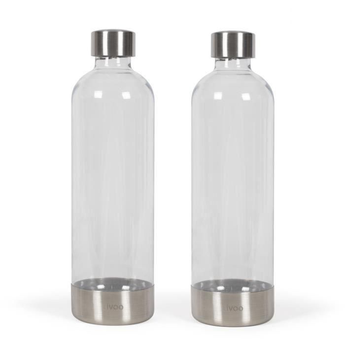 LIVOO DOM464AC1 Juego de 2 Botellas Carbonatadas PET 2 x 1L para Carbonatador LIVOO DOM464
