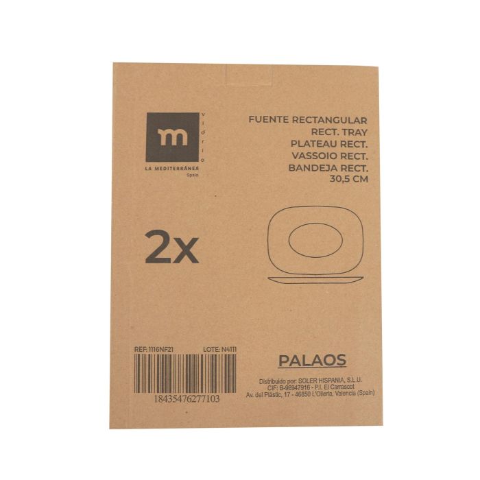 Fuente rectangular de opalina Palaos 30.5 cm - La Mediterranea (12 Unidades) 1 Fuente rectangular de opalina Palaos 30.5 cm - La Mediterranea (12 Unidades) 1