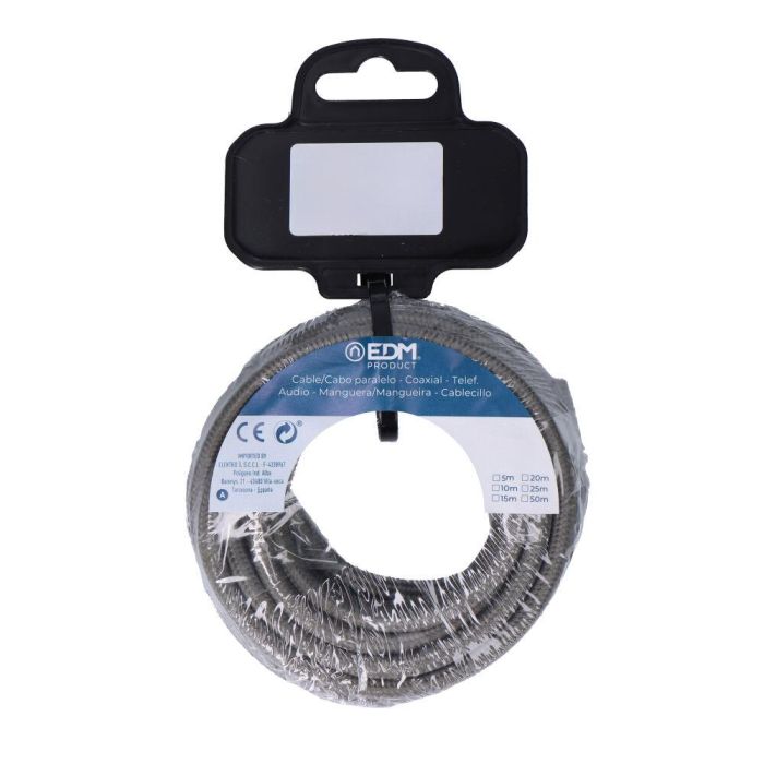 Edm Carrete Cable Cordón Tubular H03VV-F 2 x 0,75 mm² Gris Oscuro, 5 m 1 Edm Carrete Cable Cordón Tubular H03VV-F 2 x 0,75 mm² Gris Oscuro, 5 m 1