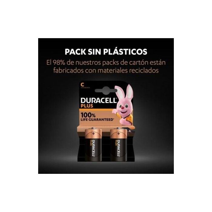 Duracell Pila Alcalina Plus C - Blister de 2 Unidades, No Recargable, 40% más energía y alta fiabilidad 1