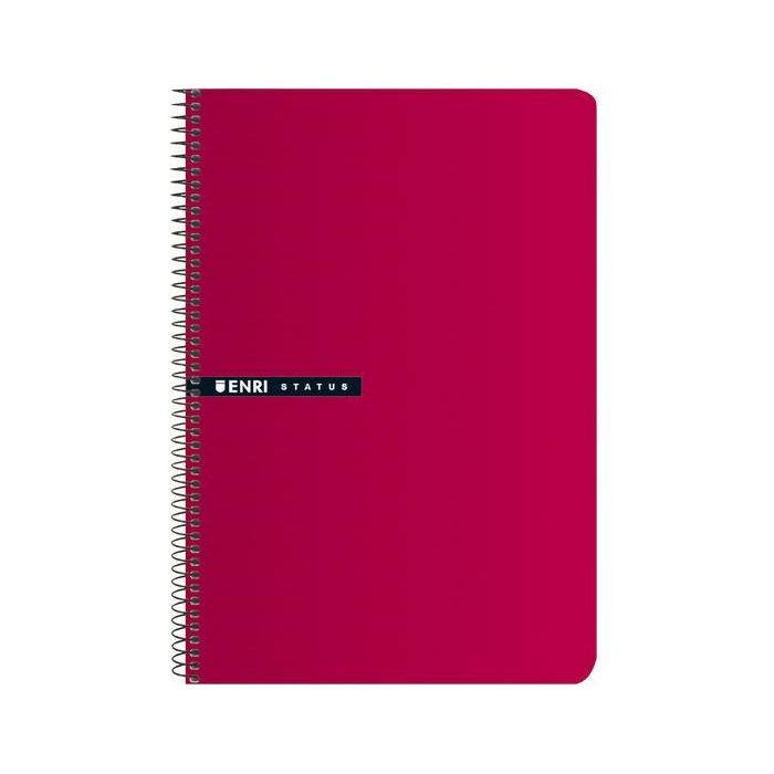 Enri Cuaderno Espiral 100 Hojas A4 70g Cuadrícula 4x4 mm Tapas Duras Rojo (Pack 5 Unidades) (5 Unidades)