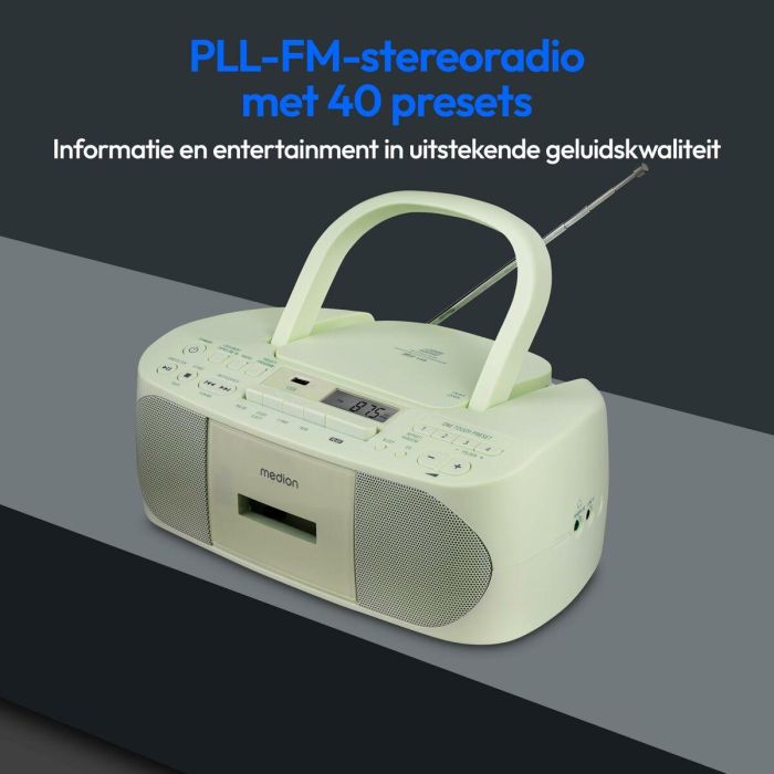 Medion AAAQL64902 Radio CD K7 FM 2x3W RMS, Verde 6