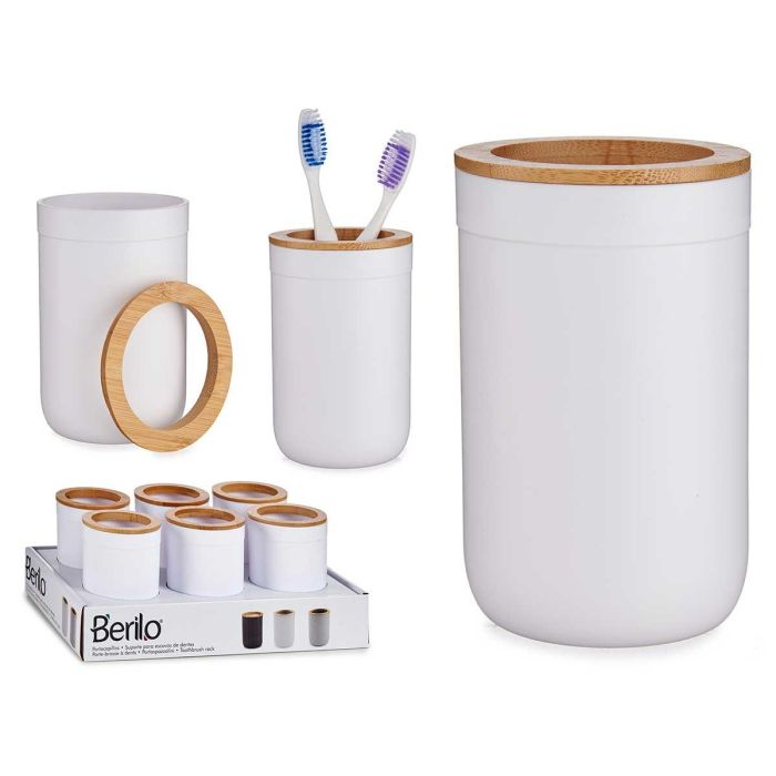 Portacepillos Blanco Con Tapa Bambu Berilo 7X11CM (12 Unidades) Portacepillos Blanco Con Tapa Bambu Berilo 7X11CM (12 Unidades)