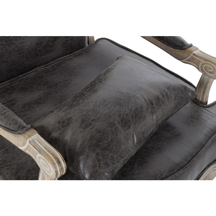 DKD Home Decor Sillón Loft Marrón Natural 70 x 66 x 94 cm PU y Rubberwood 4