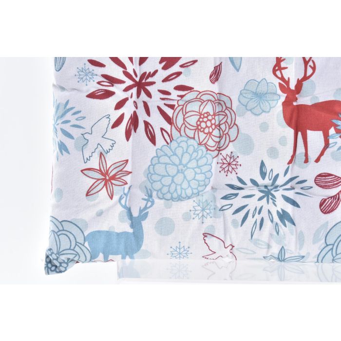 DKD Home Decor Cojín Silla Navidad Reno 4 Unidades Algodón Poliéster 40x40x4 cm Azul Celeste Rojo con Velcro 2