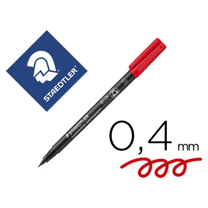 Rotulador Staedtler Lumocolor Retroproyeccion Punta De Fibra Permanente 313-2 Rojo Punta Super Fina Redonda 0.4 mm 10 unidades