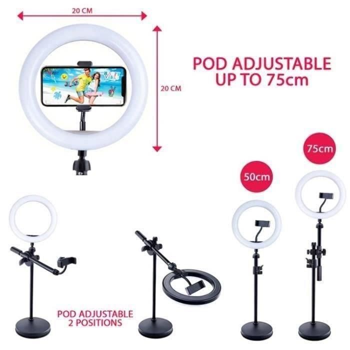 Canal Toys INF027 Studio Creator Kit Estudio de Vídeo 2 en 1 Anillo Luz LED Multicolor, Trípode Móvil y Fondo Verde XL 180x150cm 2