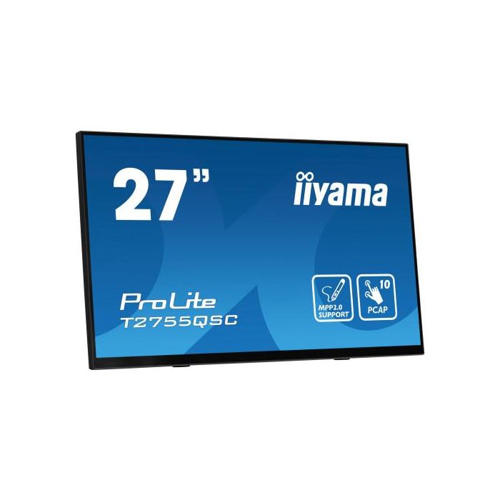 Monitor Iiyama 27" Ips Bonded Pcap 10P Touch, Mpp2.0 (Active Stylus) Supported, 2560X1440, Flat Bezel Free Glass Front, Hdmi, Displayport, 360Cd/M², Usb Hub 2X 3.2, Speakers, Bookstand (T2755QSC-B1) 4 Monitor Iiyama 27" Ips Bonded Pcap 10P Touch, Mpp2.0 (Active Stylus) Supported, 2560X1440, Flat Bezel Free Glass Front, Hdmi, Displayport, 360Cd/M², Usb Hub 2X 3.2, Speakers, Bookstand (T2755QSC-B1) 4