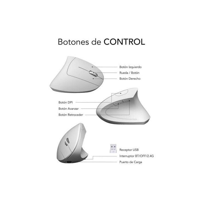 SUBBLIM Ratón GLIDE VERTICAL ERGO DUAL MOUSE BATTERY WHITE 3 SUBBLIM Ratón GLIDE VERTICAL ERGO DUAL MOUSE BATTERY WHITE 3
