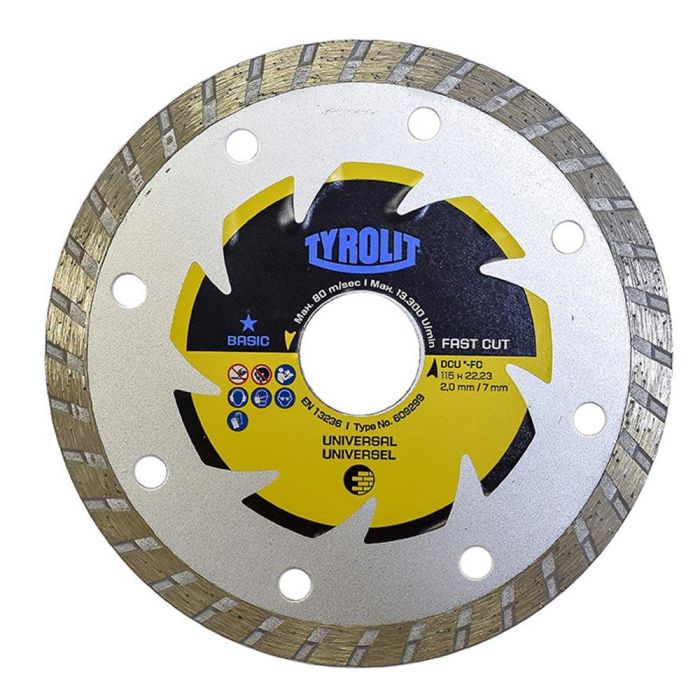Tyrolit Disco diamantado c3r Ø115x2x22,23 dcub2-fc, Sierra de diamante para material general de obra