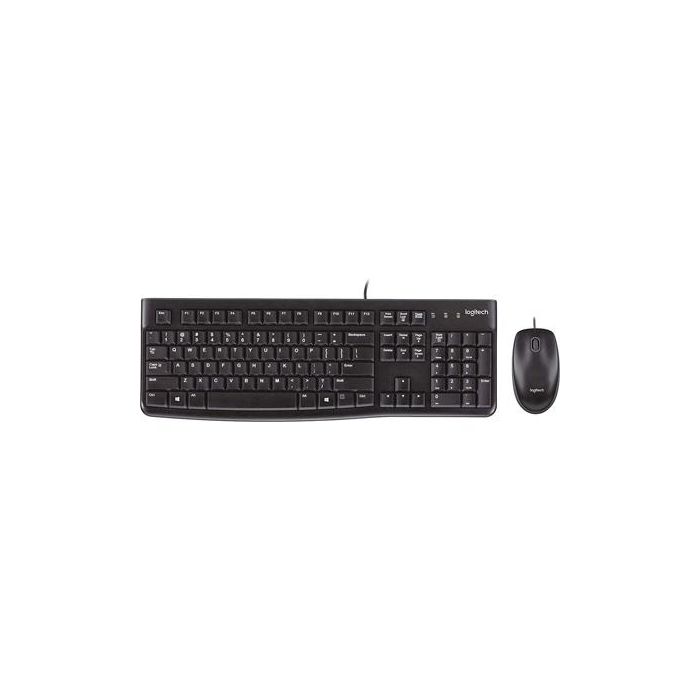 Logitech Combo Teclado Estándar + Ratón Desktop Mk120 Cable Usb Antisalpicaduras Qwerty Español Negro