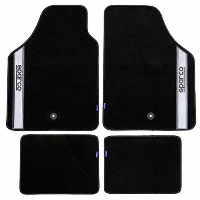 Sparco 03763BAR Alfombra Strada 2012 B Plata Moqueta Negra Franja Gris Diseño Deportivo Fácil Limpieza