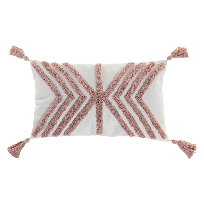 DKD Home Decor Cushions ch1c25 Cojín Urban Poliéster Blanco y Rosa 30 x 50 cm (2 Unidades)