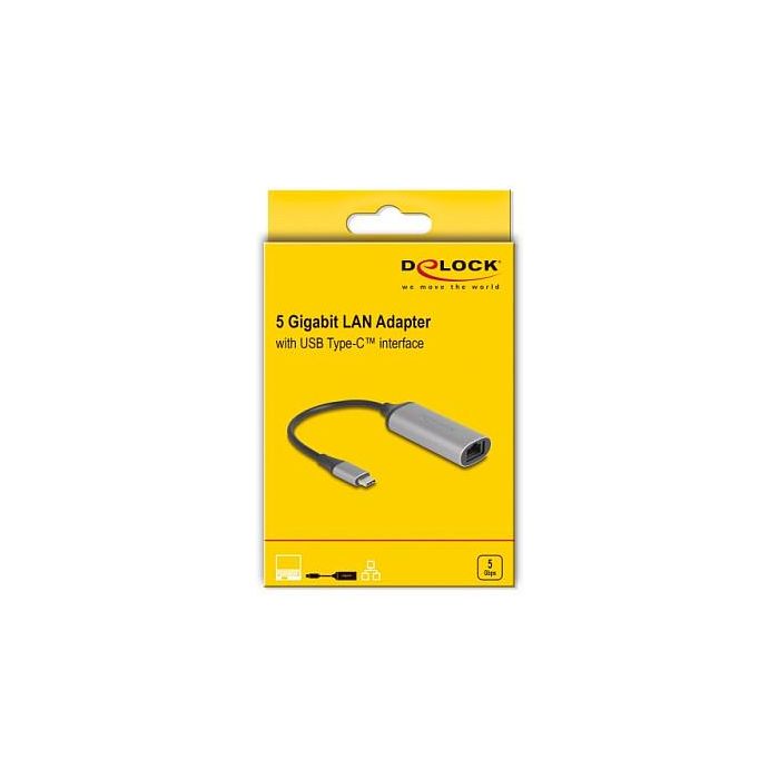 DeLOCK 81570 Adaptador USB Type-C a LAN Gigabit Ethernet RJ-45 5 Gbps 0.15m Antracita