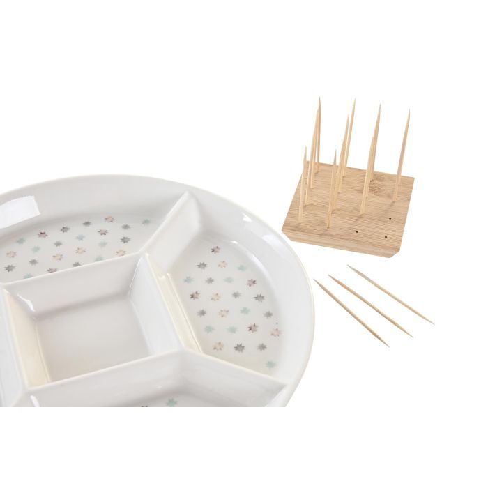 DKD Home Decor Aperitivo Urban Casablanca 2022 Multicolor Natural Gres Bambú 23.5 x 3 x 23.5 cm 1