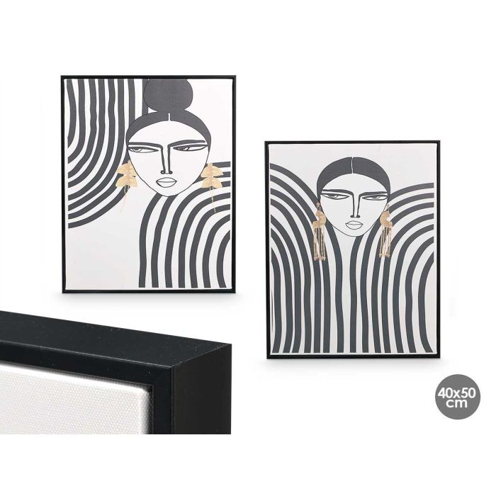 Cuadro Lienzo Marco Negro Mujer Raya Surtidos Giftdecor 40X50CM (4 Unidades) Cuadro Lienzo Marco Negro Mujer Raya Surtidos Giftdecor 40X50CM (4 Unidades)