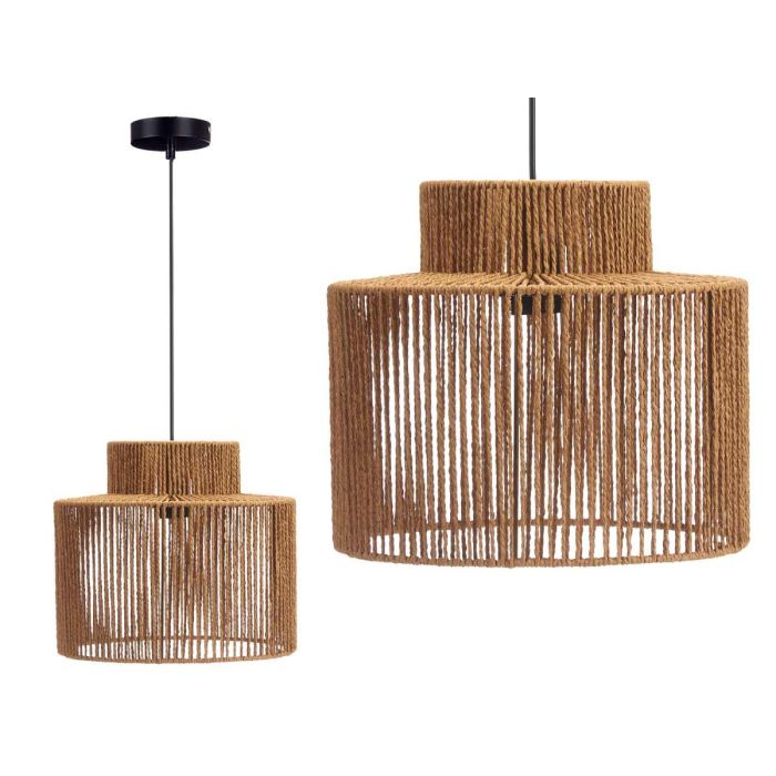 Lámpara de Techo Cilindro Cuerda Giftdecor 30x25x30 cm - Negro/Marrón - Metal/Papel/Plástico (4 Unidades) 1