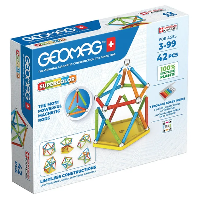 Geomag GEO0871772003830 Super Color Reciclado Juego de Construcción Magnético 42 Piezas Multicolor 0 Geomag GEO0871772003830 Super Color Reciclado Juego de Construcción Magnético 42 Piezas Multicolor 0