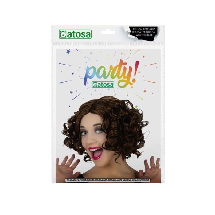 Peluca Corta Rizada Castaña 130 gr - Rizos Marcados para Disfraz Época, Personaje Clásico, Victoriano, Halloween 1