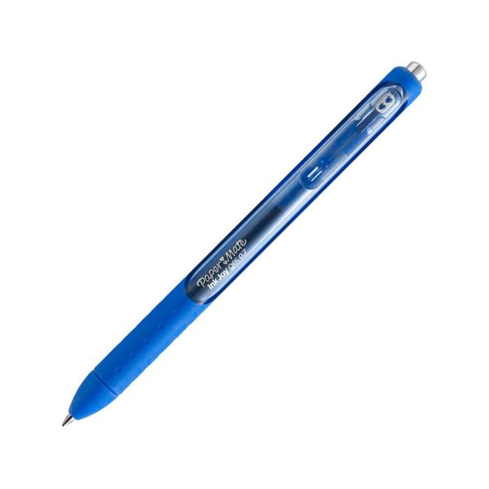 Paper Mate Inkjoy Gel Brillante Bolígrafo Retráctil Punta Media Azul Caja -12U- 3