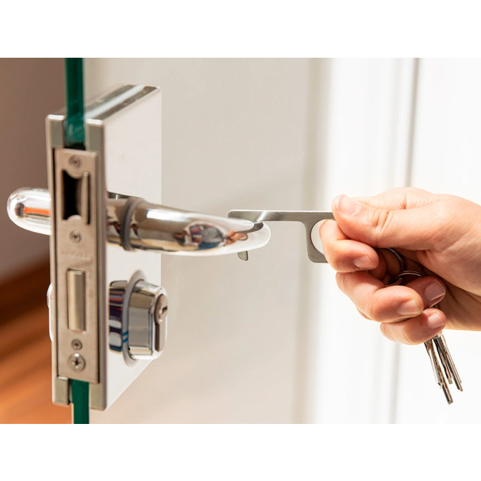 Blanca Llavero Higiénico Anticontacto Acero Inoxidable 3,20x7,60 cm para Evitar Tocar Superficies 2