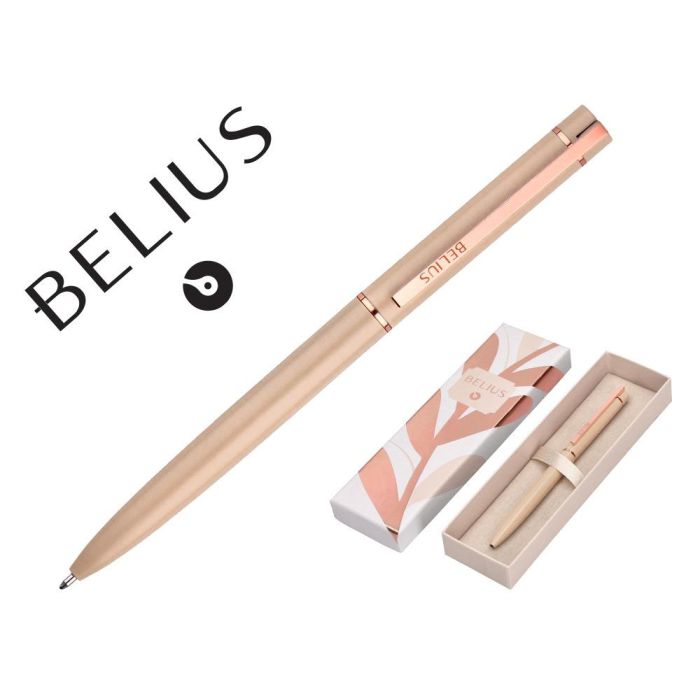 Boligrafo Belius Rose Aluminio Color Beige Claro Oro Rosa Tinta Azul Caja De Diseño Boligrafo Belius Rose Aluminio Color Beige Claro Oro Rosa Tinta Azul Caja De Diseño