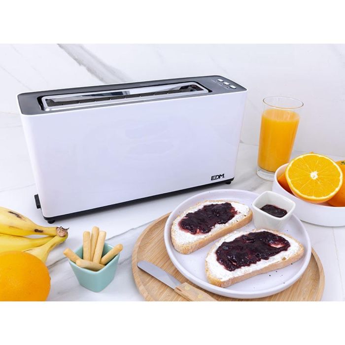 Edm Tostadora 1ranura Larga 900W Blanco Diseño 2