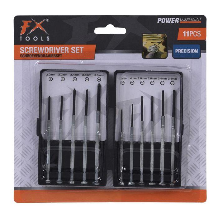 Fx Tools Set de 11 destornilladores de precisión con puntas plana y estrella 1