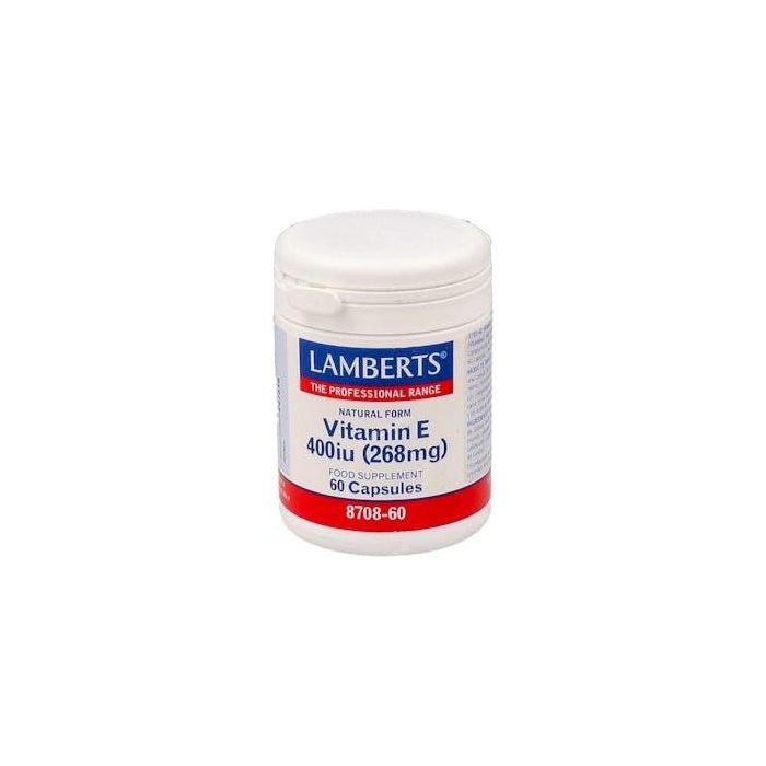 LAMBERTS Vitamina E Natural d-alfa tocoferol 400 UI 60 Cápsulas Apto para Veganos y Vegetarianos