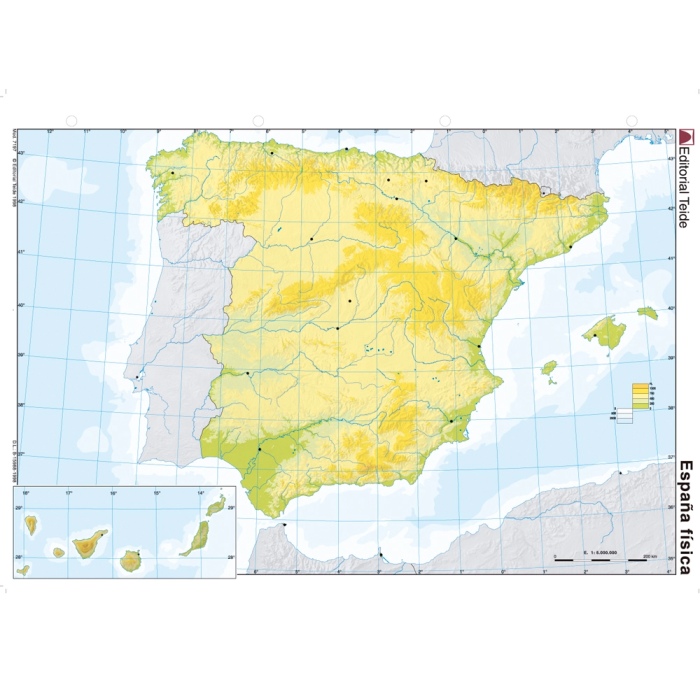 Teide Mapa Mudo Color Din A4 España Físico 210 x 297 mm 1