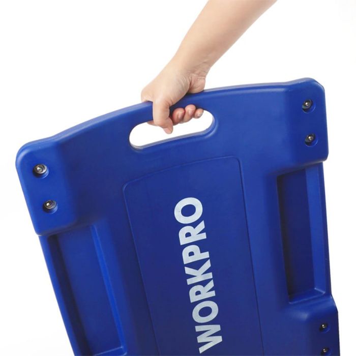 Workpro Camilla de Mecánico 100cm Plástico con 6 Ruedas de Nailon 120kg Carga Máxima Cojín Cabeza Azul 2