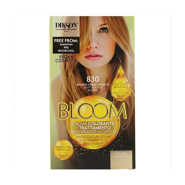 Dikson Bloom Crema Color 830 Rubio Claro Dorado - Colorante y Tratamiento Regenerador