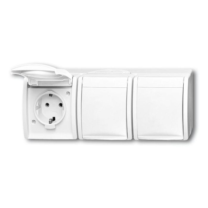 BUSCH JAEGER BJ 2300/3EW-54 3fach Steckdose m.Klappdeckel waagerecht ocean IP44 alpinweiß 0 BUSCH JAEGER BJ 2300/3EW-54 3fach Steckdose m.Klappdeckel waagerecht ocean IP44 alpinweiß 0