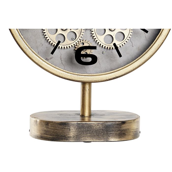 DKD Home Decor Reloj de Sobremesa Loft Hierro y Cristal Color Dorado 30 cm Ancho x 41 cm Alto x 7.5 cm Fondo 1