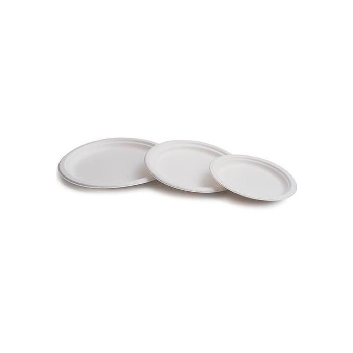 Plato Caña De Azúcar 22,5 cm Biodegradable Blanco Pack 50 Plato Caña De Azúcar 22,5 cm Biodegradable Blanco Pack 50