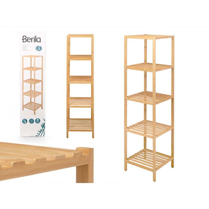 Berilo Estanteria Bambu 5 Estantes Marron 141 x 3 x 33 cm (Set de 2)